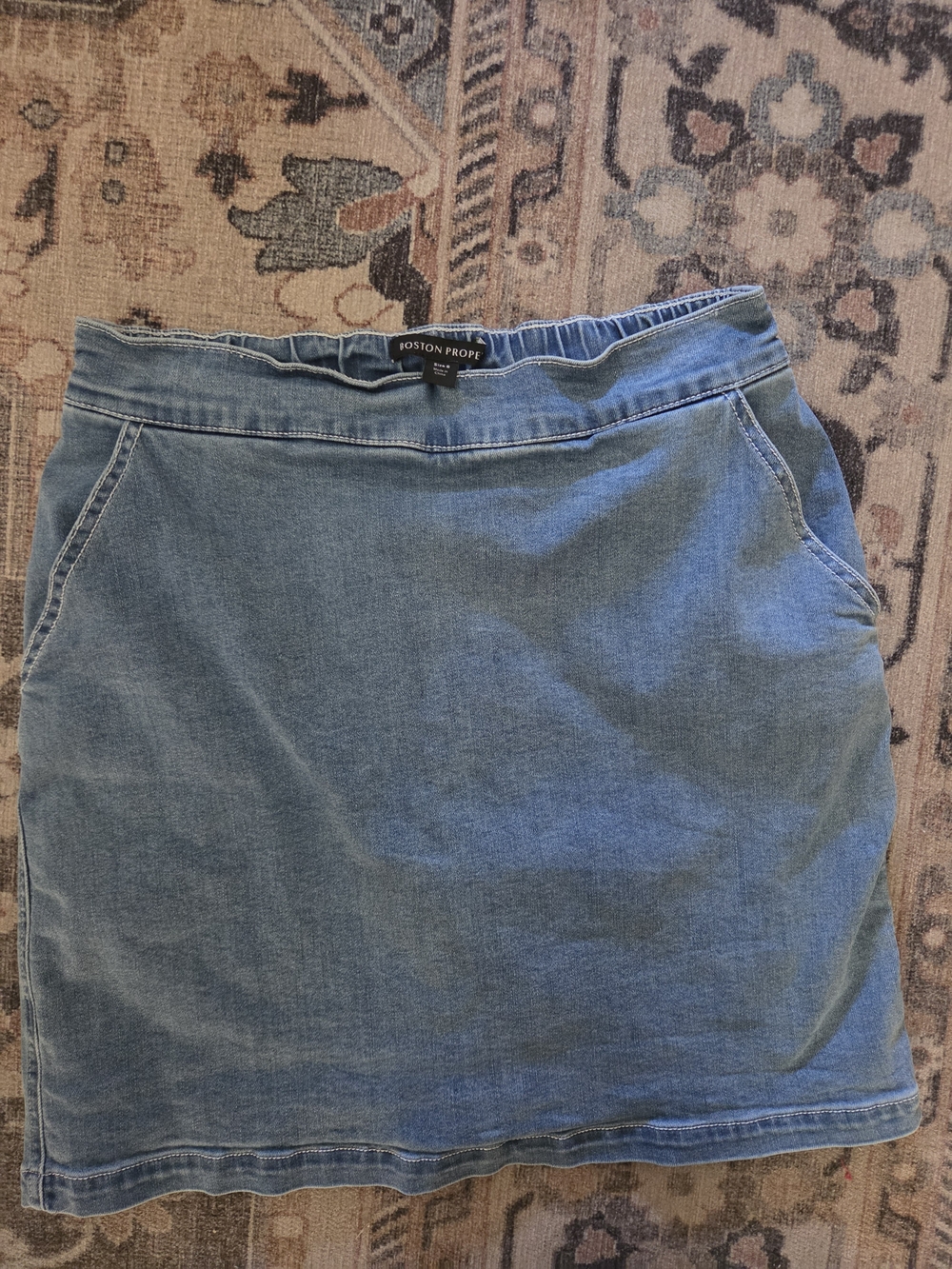 Boston Proper light blue cotton denim mini skirt